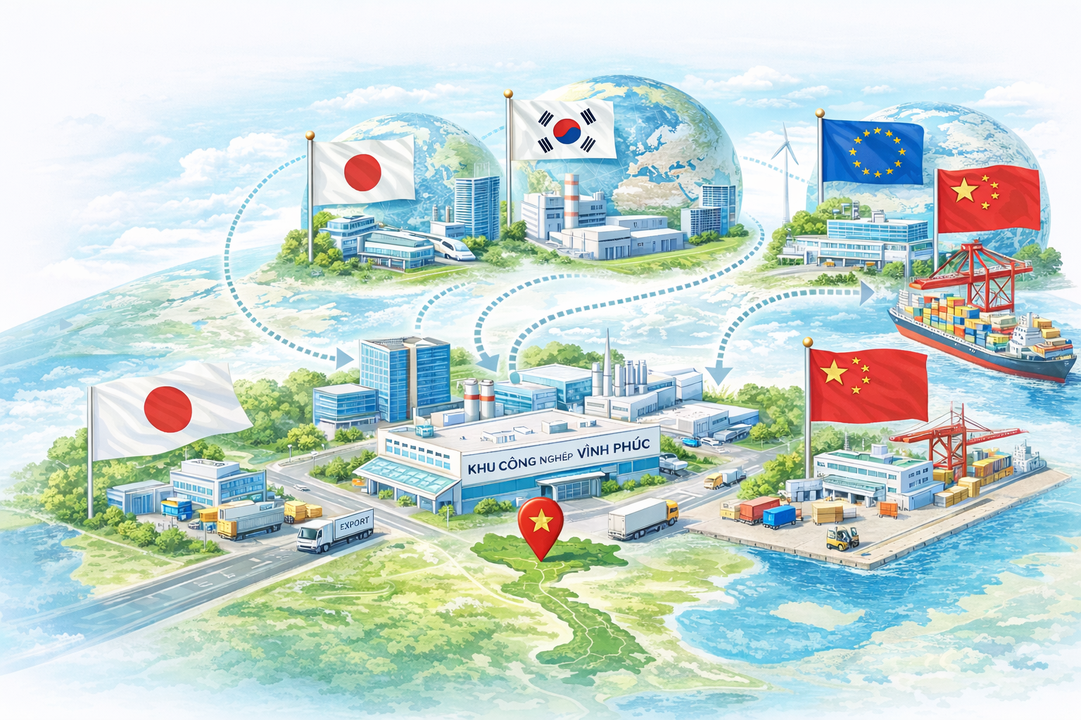 Các tập đoàn quốc tế đầu tư vào khu công nghiệp Vĩnh Phúc từ Nhật Bản Hàn Quốc châu Âu và Trung Quốc